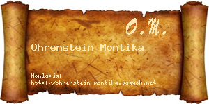 Ohrenstein Montika névjegykártya